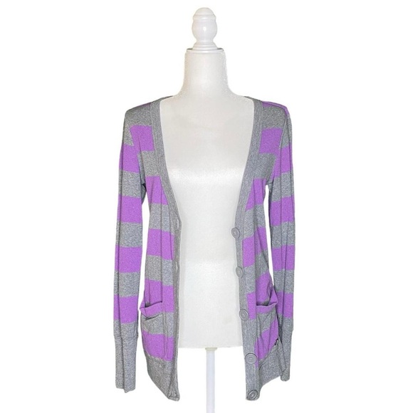 Nollie Tops - STRIPED BUTTON-UP COTTON CARDIGAN · SIZE S · NOLLIE